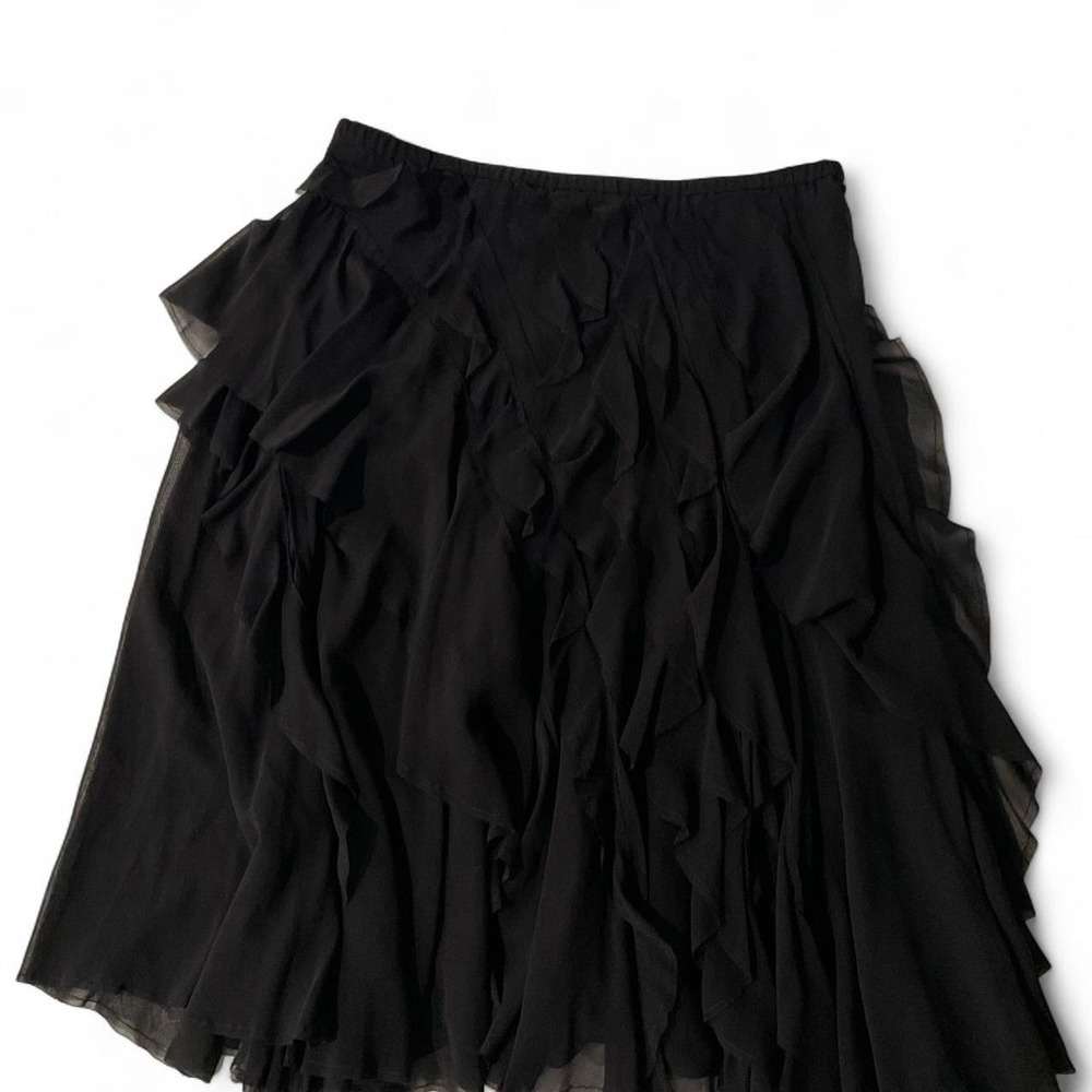 Ultra Feminine Black DKNY ruffle 97% silk skirt